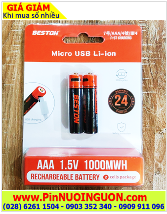 Beston 3AM-28, Pin sạc AAA 1.5V Lithium Li-ion Beston 3AM-28 với 1000mWh (=300mAh) chính hãng